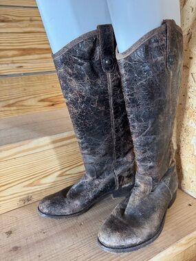 Frye Melissa Button Distressed Tall Boot